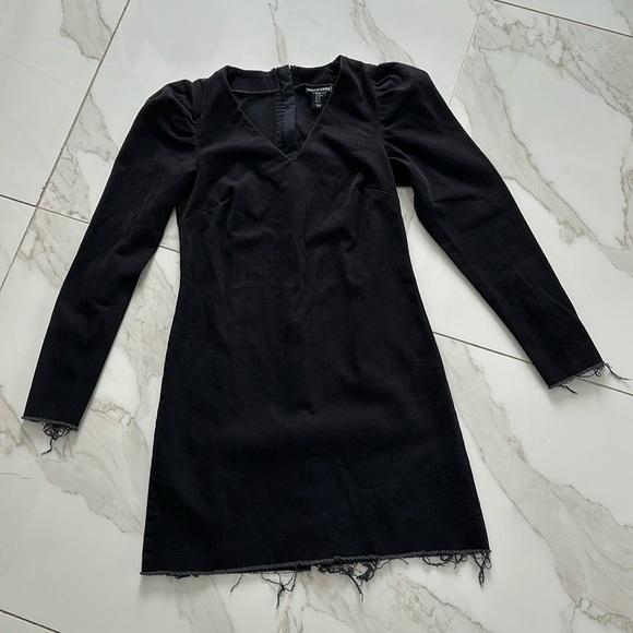 Belle Vere black denim stretchy dress frayed hems size XS - S - Picture 3 of 7